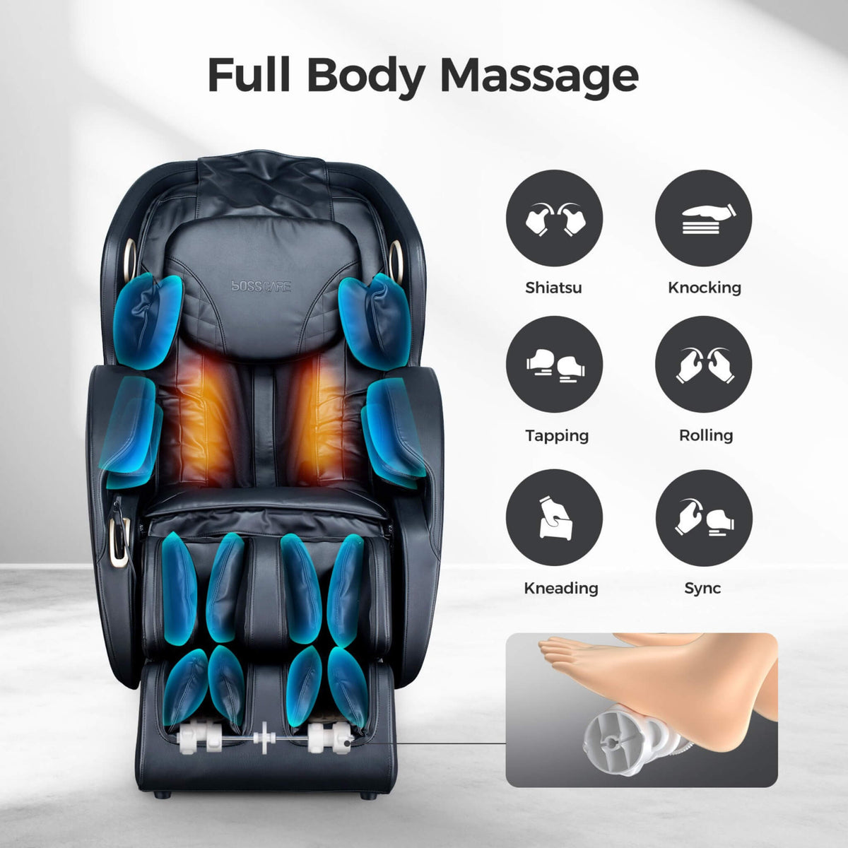 Bosscare Full Body 3D Zero Gravity Shiatsu Recliner Massage Chair With App (SAK32840)