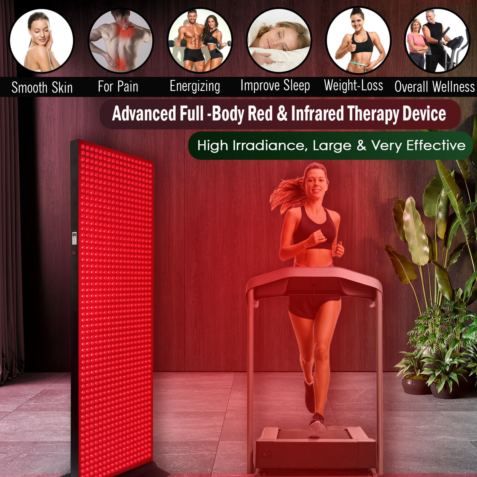 EXESAS    1008 LED, 5040W Dual-Chip, Red Light Therapy Device for Full Body, 4-Wavelengths Infrared LED Panel for Skin, Weight, Pain, Wellness